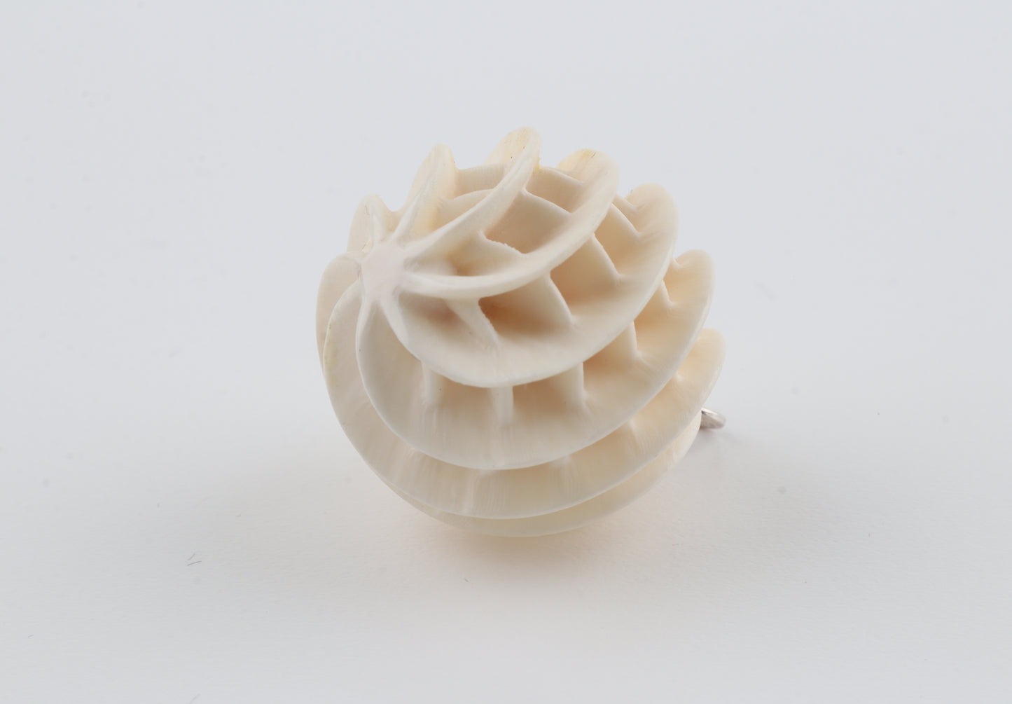 Carved Mammoth Ivory Spiral Sphere Pendant