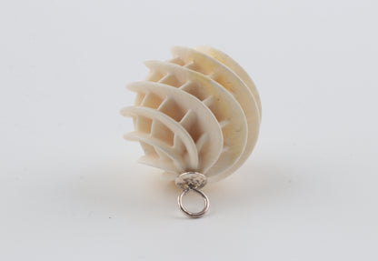 Carved Mammoth Ivory Spiral Sphere Pendant