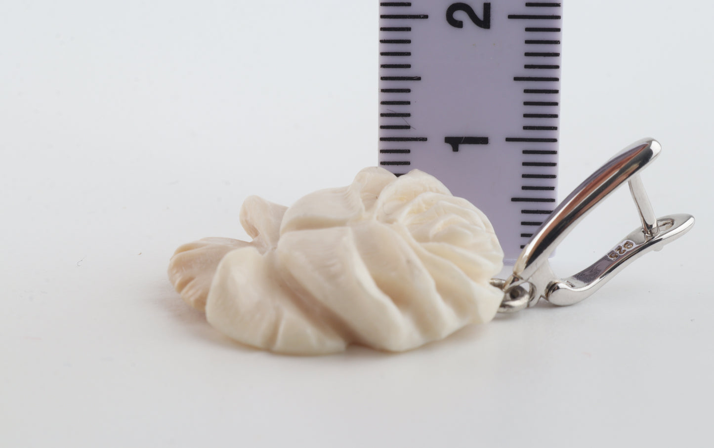 Carved Mammoth Ivory Rose Earrings