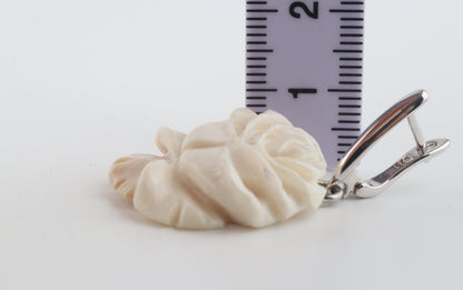 Carved Mammoth Ivory Rose Earrings