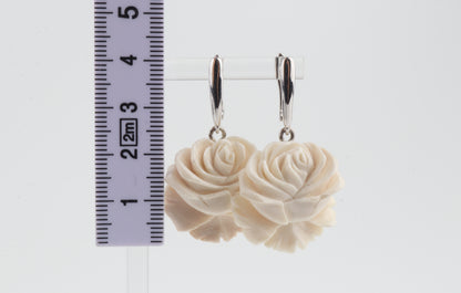 Carved Mammoth Ivory Rose Earrings