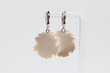 Carved Mammoth Ivory Rose Earrings