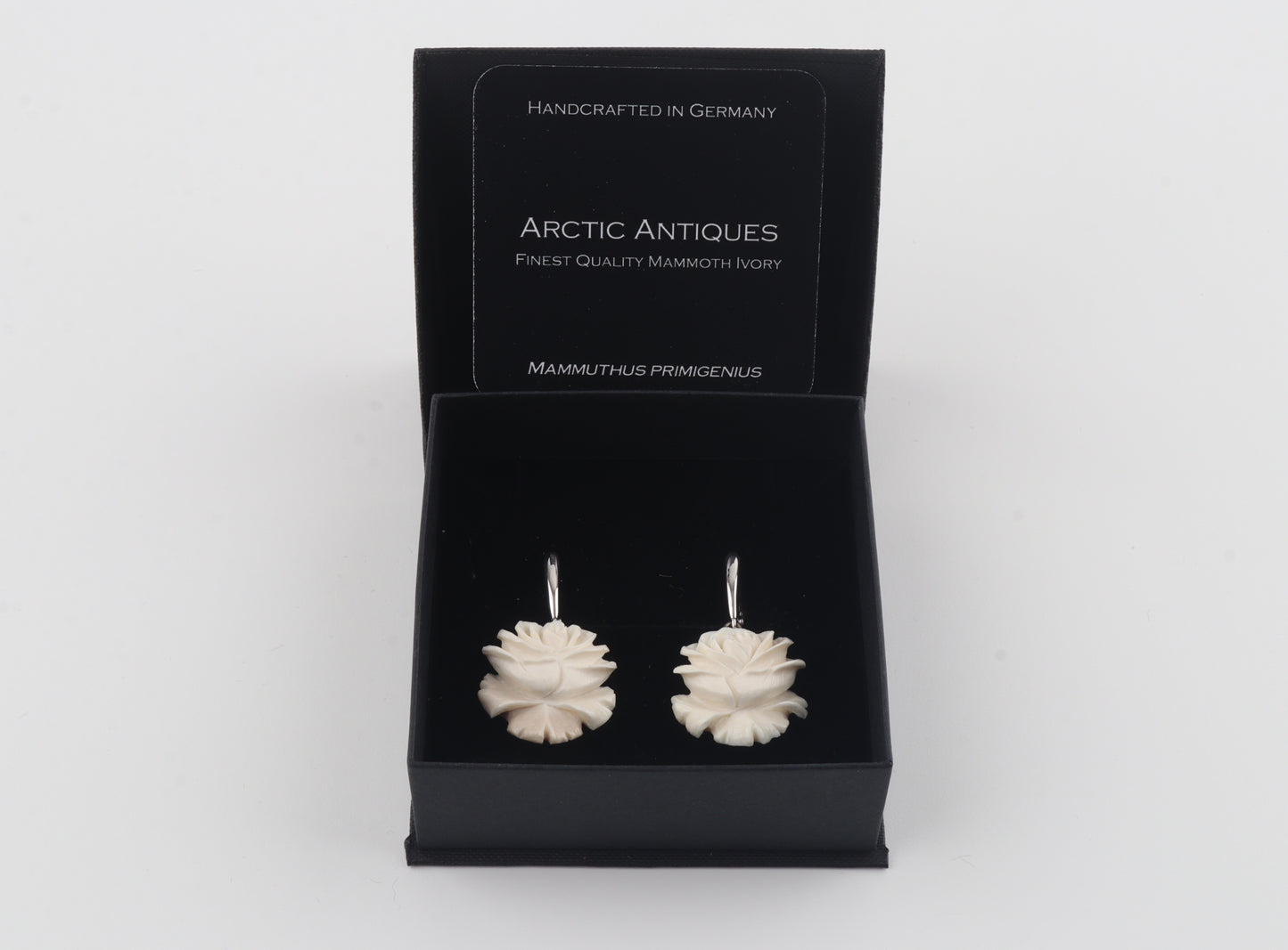 Carved Mammoth Ivory Rose Earrings