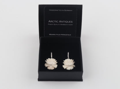 Carved Mammoth Ivory Rose Earrings