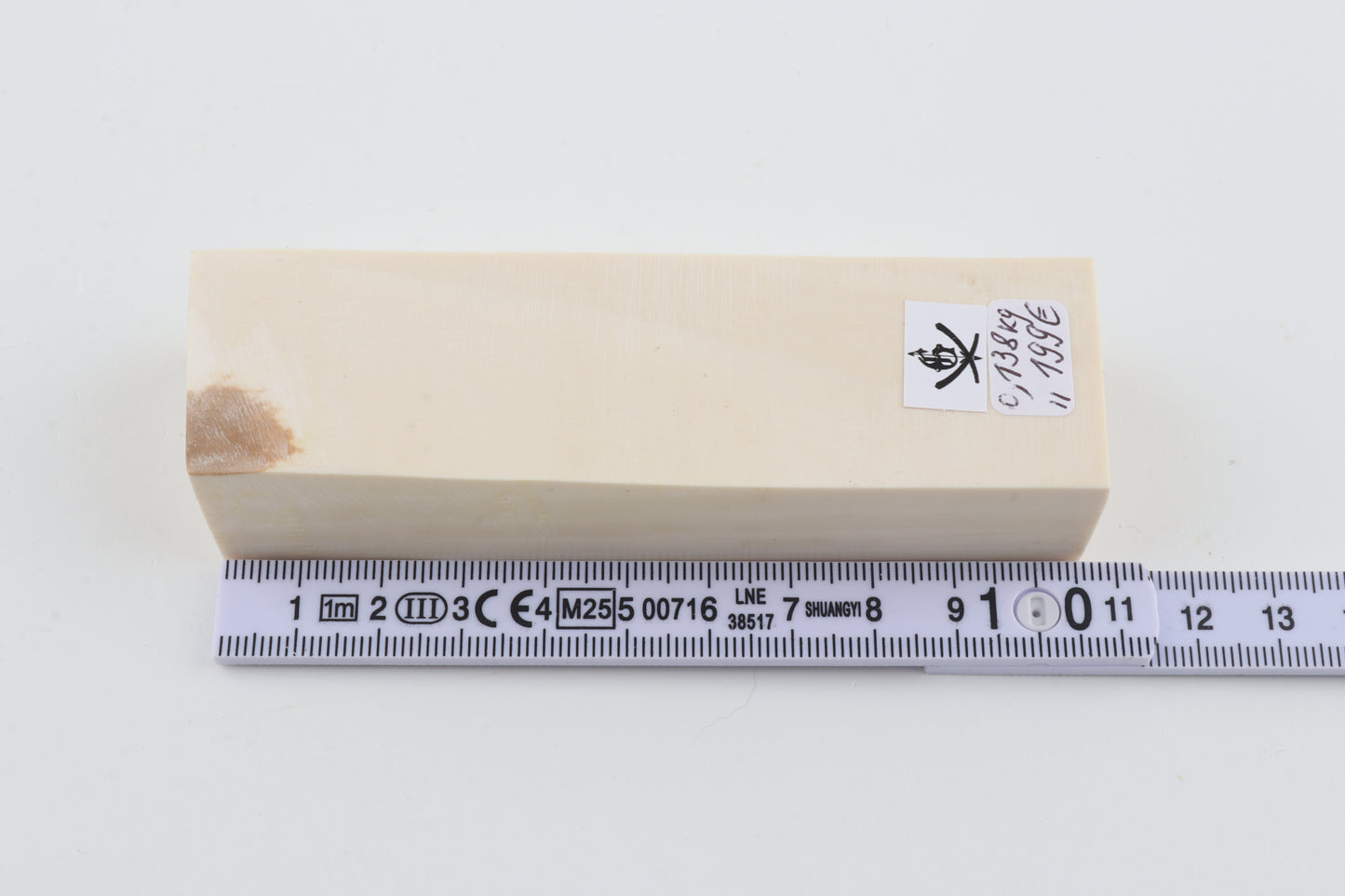 White mammoth ivory segment