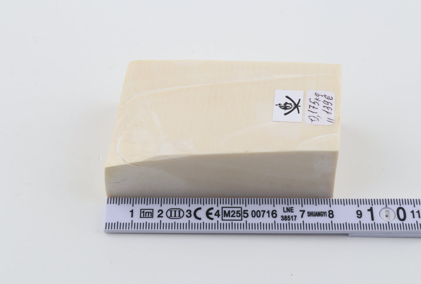 White mammoth ivory segment