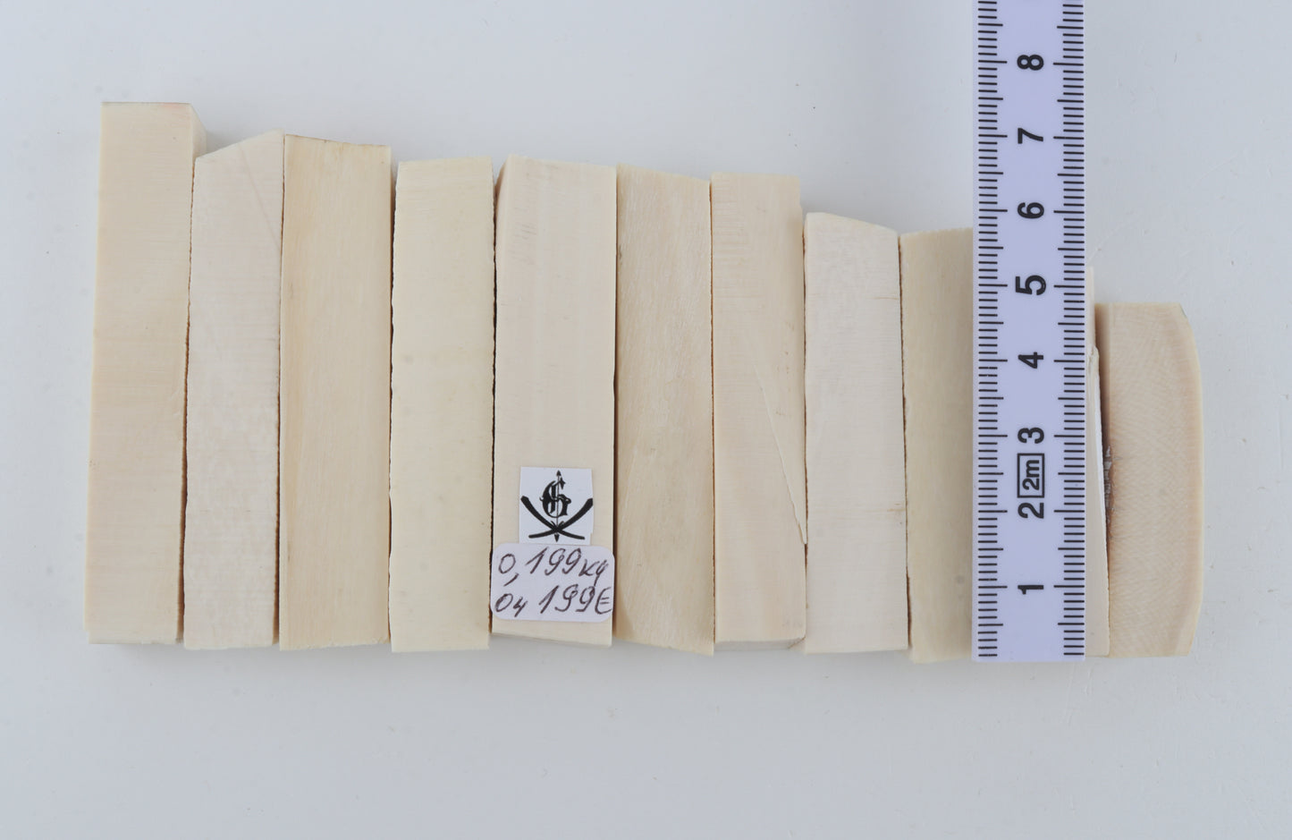 White mammoth ivory segments