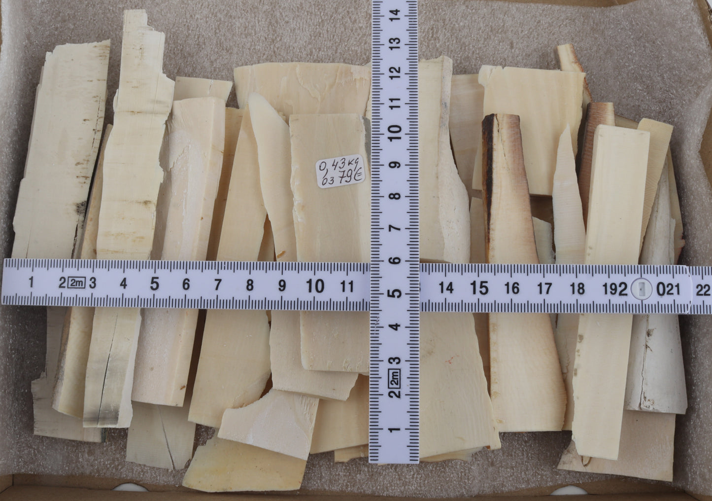 Raw white mammoth ivory offcuts