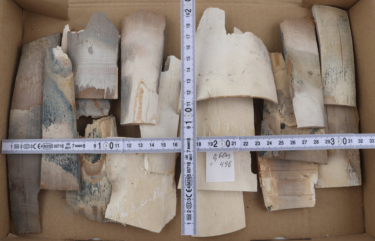 Untreated mammoth ivory offcuts