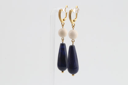 Mammoth Ivory & Blue Agate Earrings