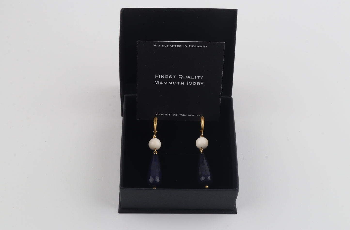 Mammoth Ivory & Blue Agate Earrings