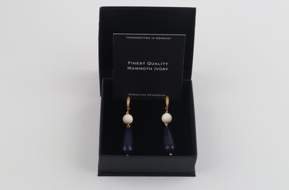 Mammoth Ivory & Blue Agate Earrings