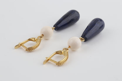 Mammoth Ivory & Blue Agate Earrings
