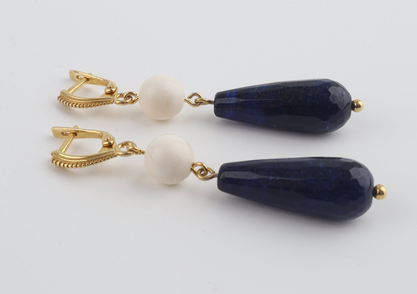 Mammoth Ivory & Blue Agate Earrings