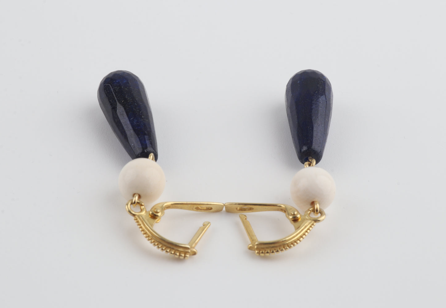 Mammoth Ivory & Blue Agate Earrings