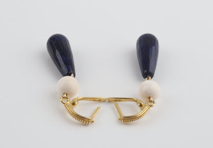 Mammoth Ivory & Blue Agate Earrings