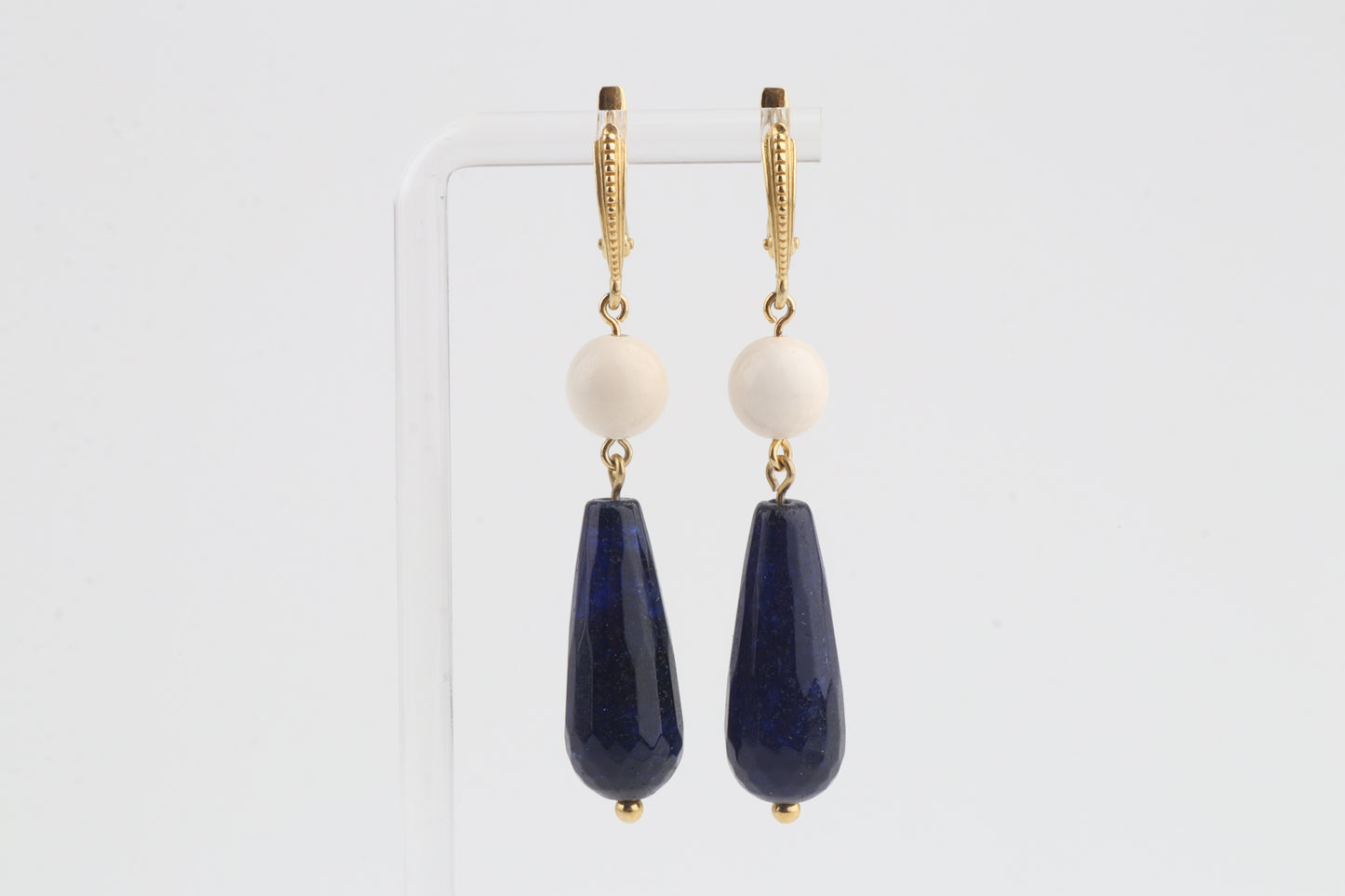Mammoth Ivory & Blue Agate Earrings