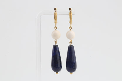 Mammoth Ivory & Blue Agate Earrings