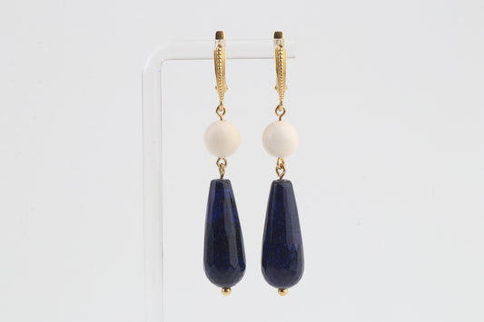 Mammoth Ivory & Blue Agate Earrings