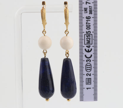 Mammoth Ivory & Blue Agate Earrings