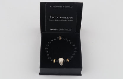 Mammoth Ivory Skull & Black Obsidian Bracelet