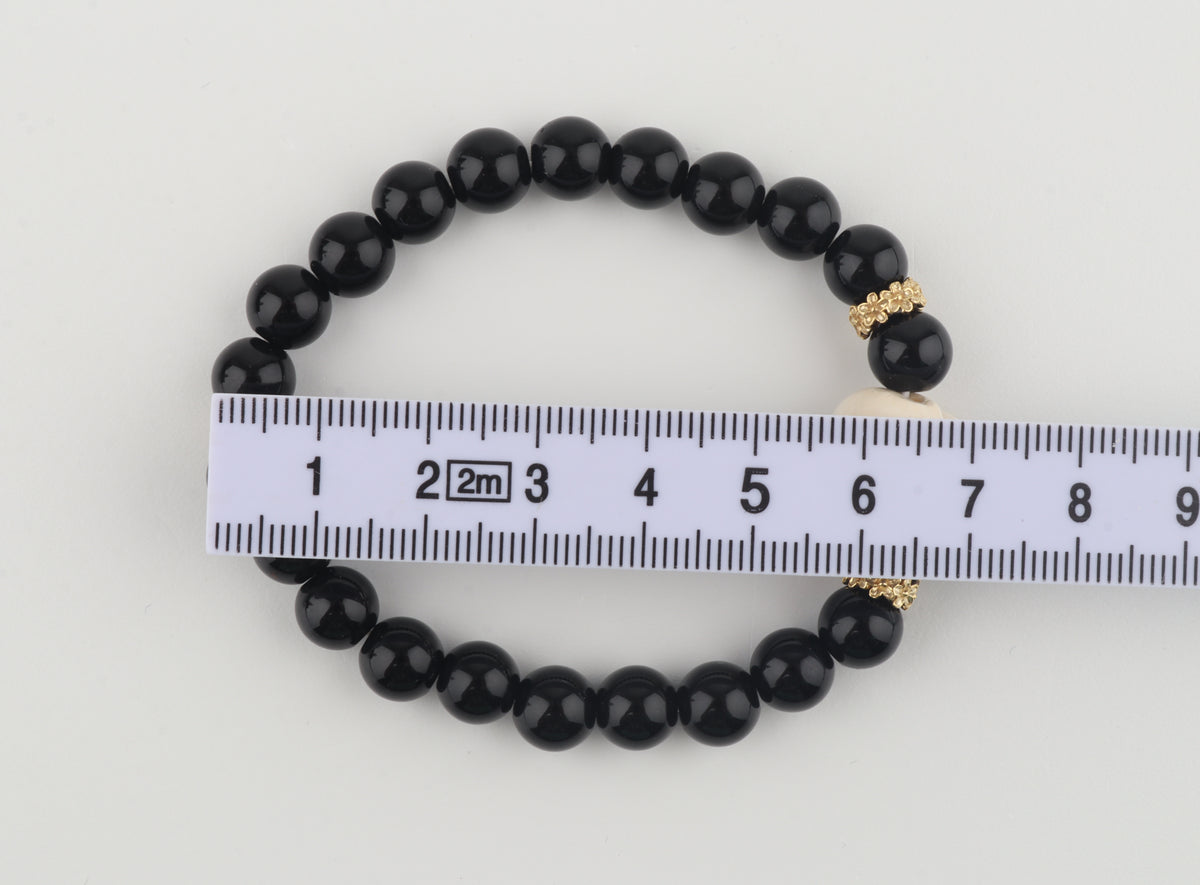 Mammoth Ivory Skull & Black Obsidian Bracelet