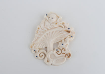 Mammoth Ivory Mushroom Brooch