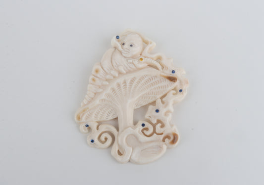 Mammoth Ivory Mushroom Brooch