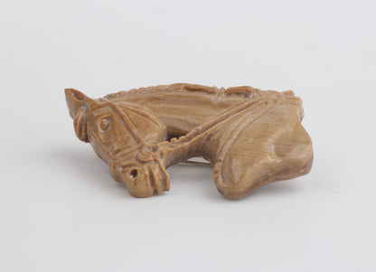 Carved Mammoth Ivory Horse Brooch