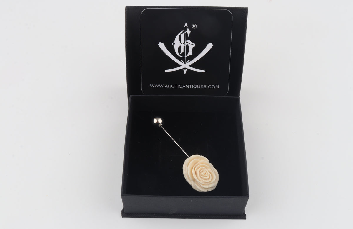 Arctic Rose — Hand-Carved Mammoth Ivory Lapel Pin