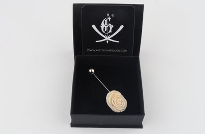 Arctic Rose — Hand-Carved Mammoth Ivory Lapel Pin