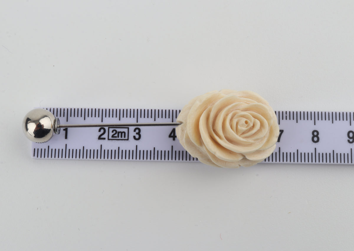 Arctic Rose — Hand-Carved Mammoth Ivory Lapel Pin