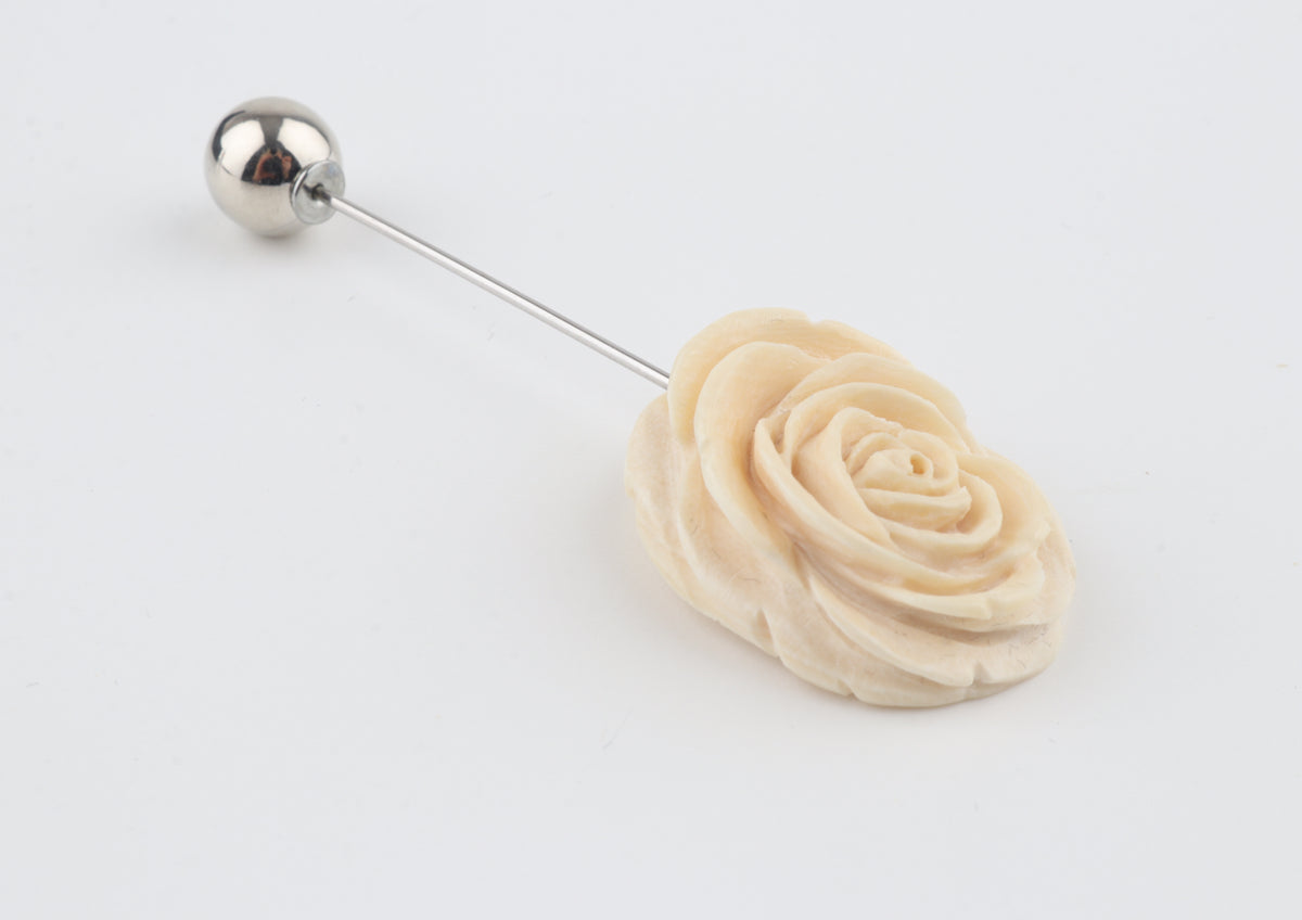 Arctic Rose — Hand-Carved Mammoth Ivory Lapel Pin
