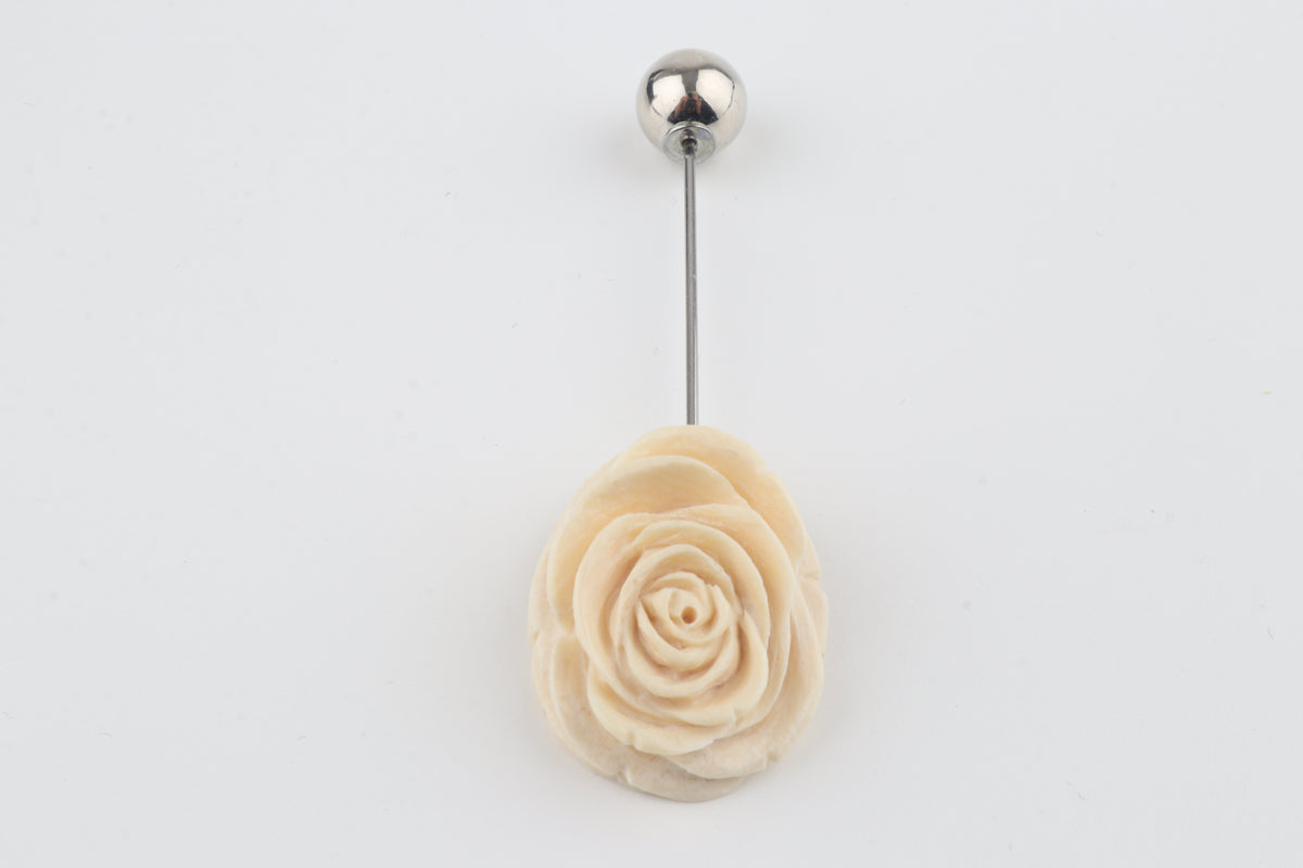 Arctic Rose — Hand-Carved Mammoth Ivory Lapel Pin