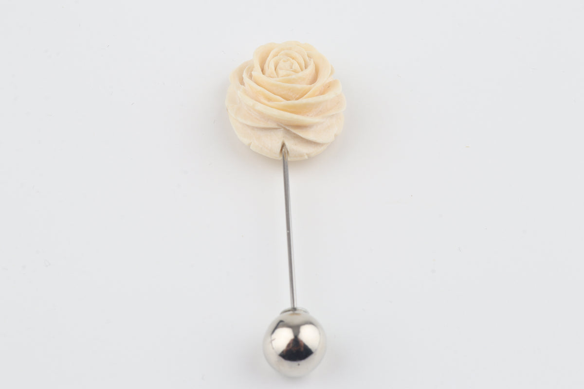 Arctic Rose — Hand-Carved Mammoth Ivory Lapel Pin