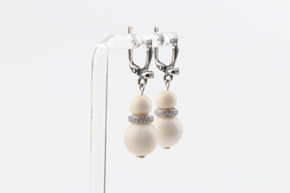 Mammoth Ivory & Sterling Silver Drop Earrings