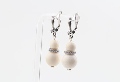 Mammoth Ivory & Sterling Silver Drop Earrings