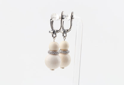 Mammoth Ivory & Sterling Silver Drop Earrings