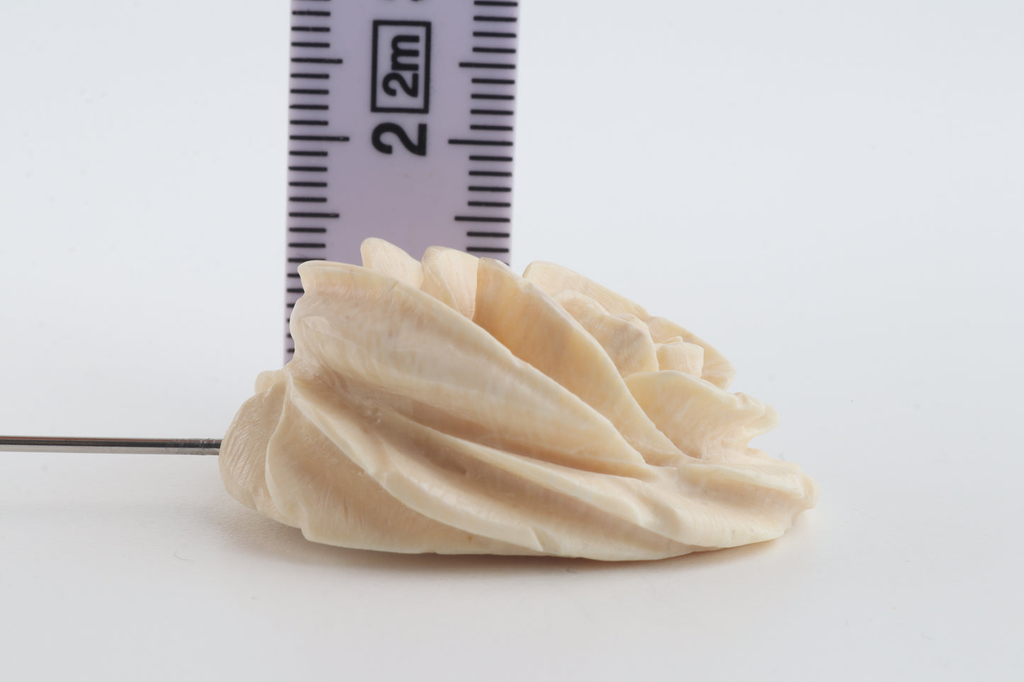 Carved Mammoth Ivory Rose Stick Pin