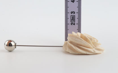 Carved Mammoth Ivory Rose Stick Pin