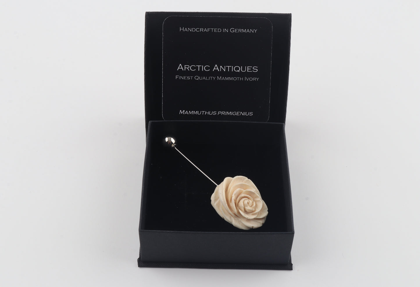 Carved Mammoth Ivory Rose Stick Pin