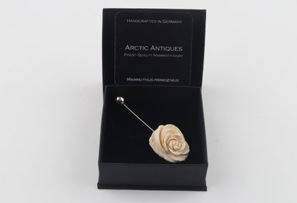 Carved Mammoth Ivory Rose Stick Pin