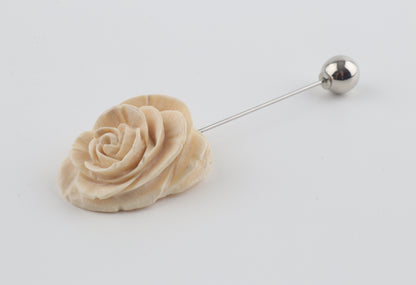 Carved Mammoth Ivory Rose Stick Pin