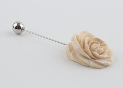 Carved Mammoth Ivory Rose Stick Pin