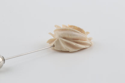 Carved Mammoth Ivory Rose Stick Pin