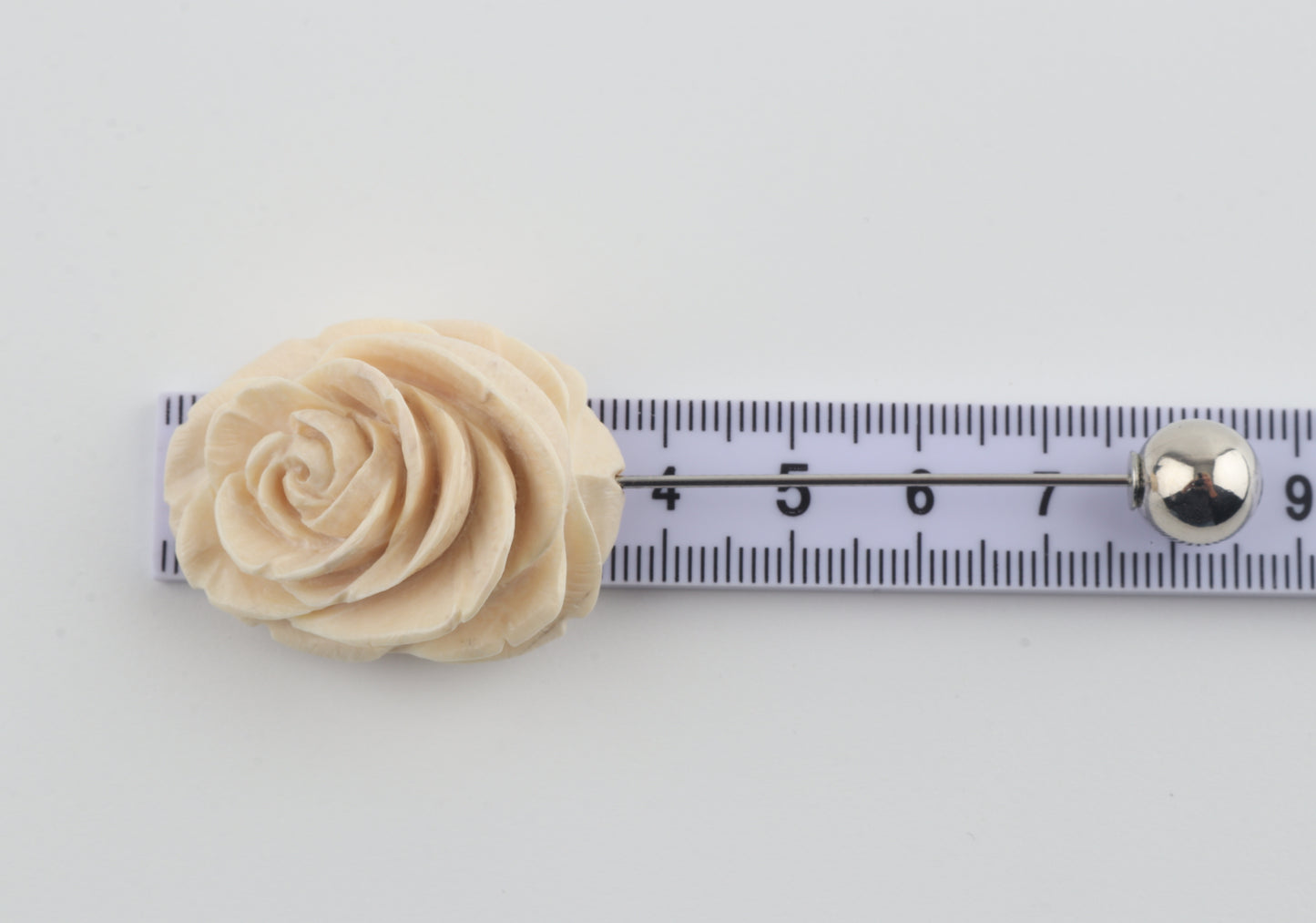 Carved Mammoth Ivory Rose Stick Pin