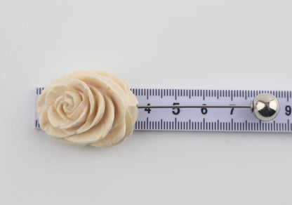 Carved Mammoth Ivory Rose Stick Pin