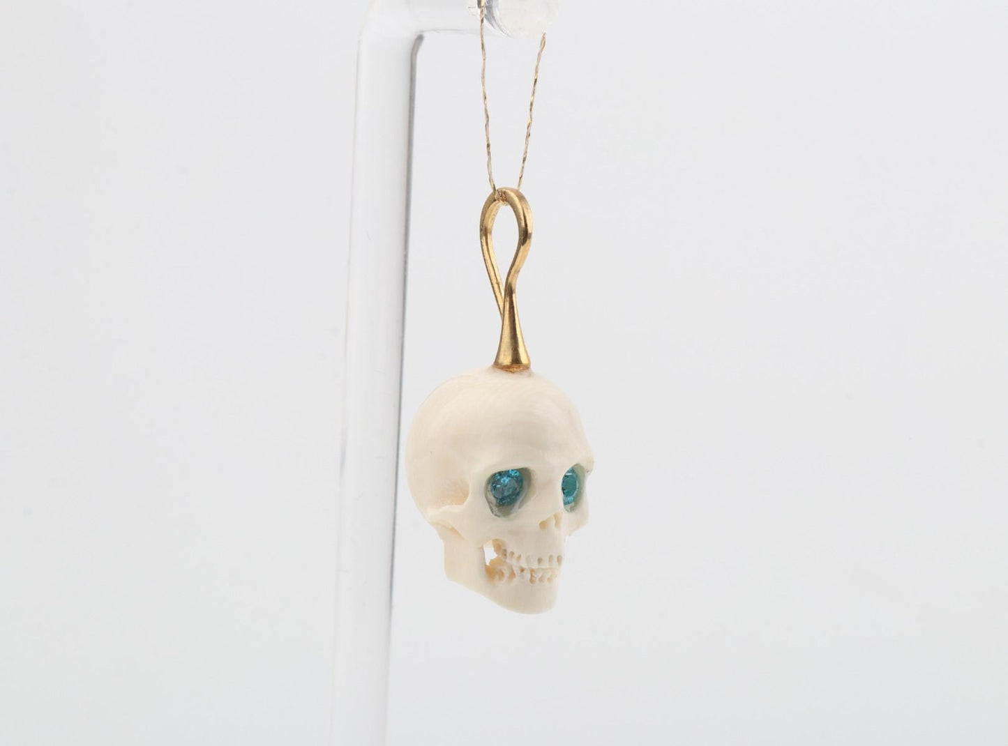 Festive Mammoth Ivory Skull Pendant 