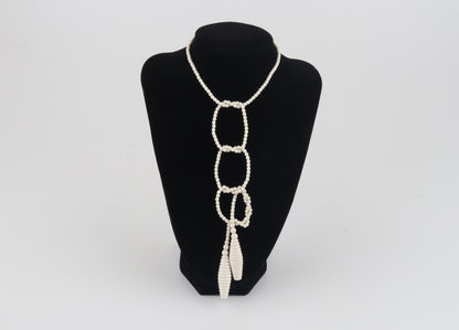 Mammoth Ivory Beaded Lariat Necklace