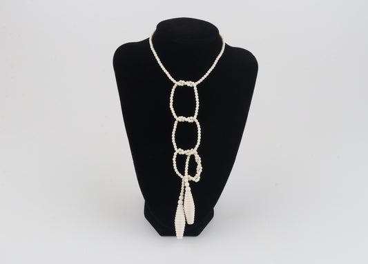 Mammoth Ivory Beaded Lariat Necklace